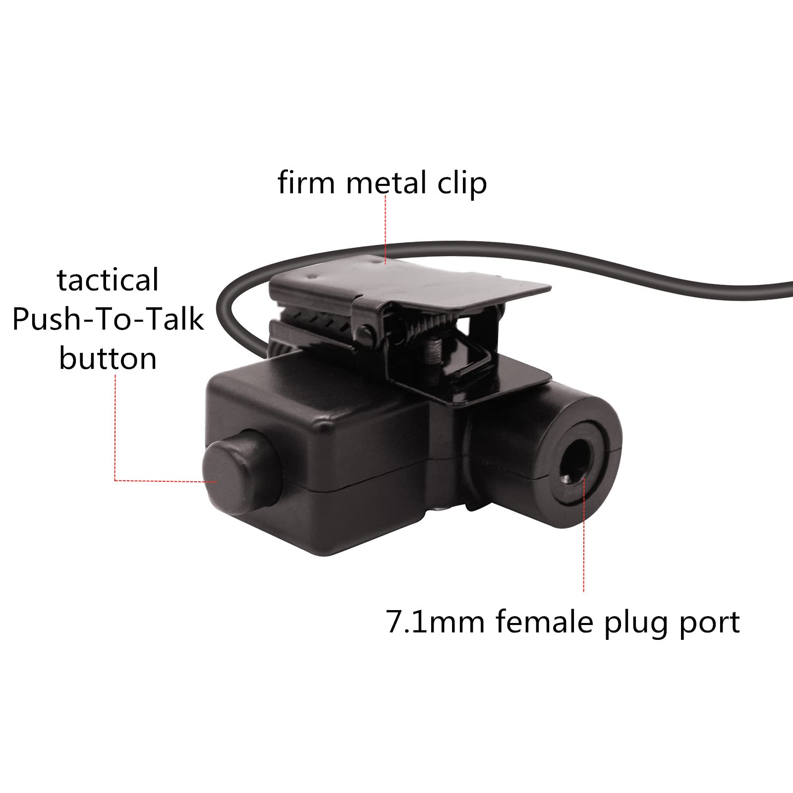 Wodasen Tactical U94 Ptt Adapter Push To Talk Button Walkie Talkie Headset Connector Cable For Baofeng Uv 5R Uv 17R Uv 82 Uv 82H